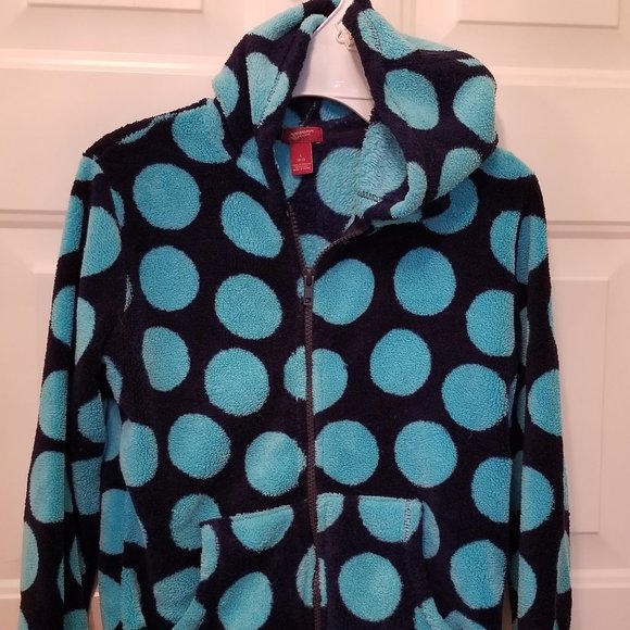 Girls Navy & Aqua Blue zippered hoodie Sz 10/12 - Picture 4 of 4